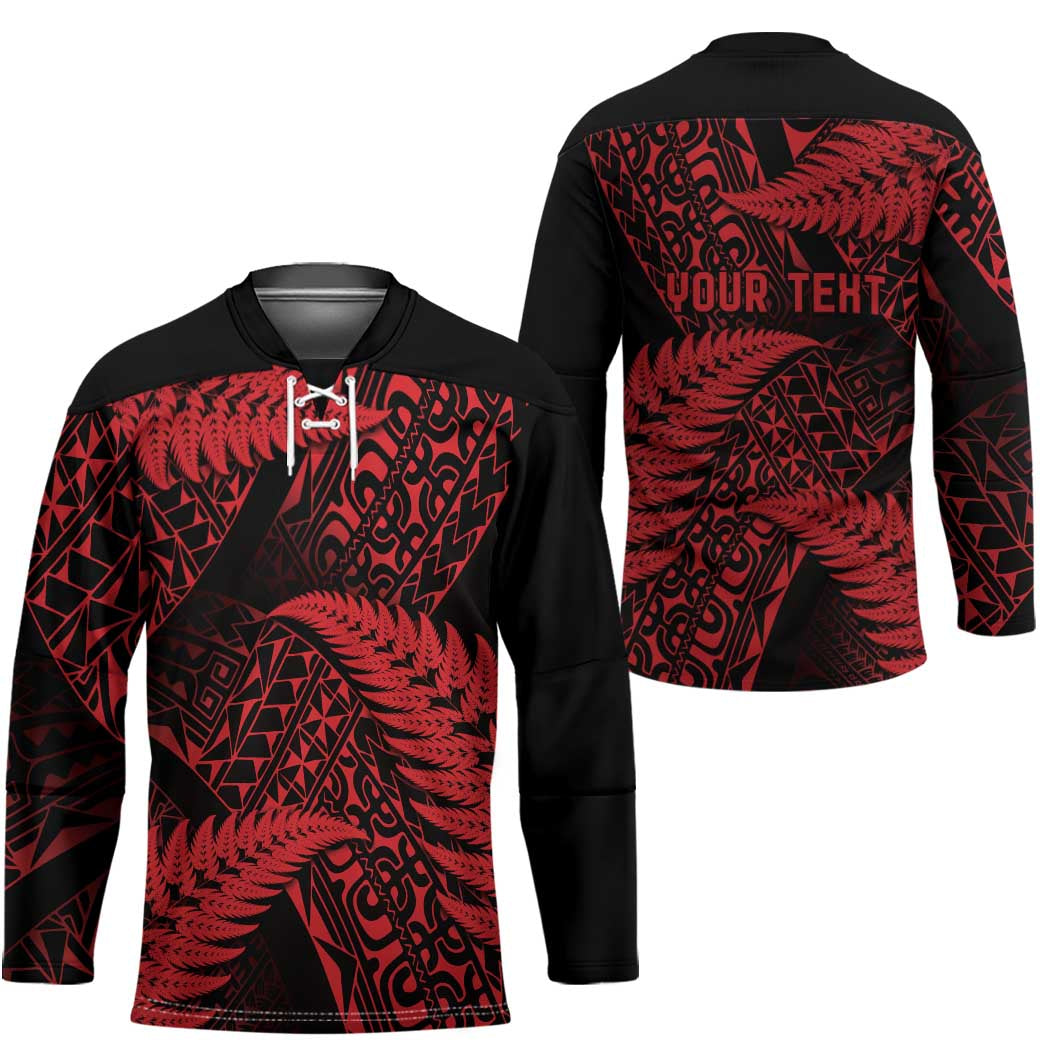 New Zealand Rugby Pacific Personalised Hockey Jersey All Red Maori Pasifika Fern Pattern - Aussie Hoodie