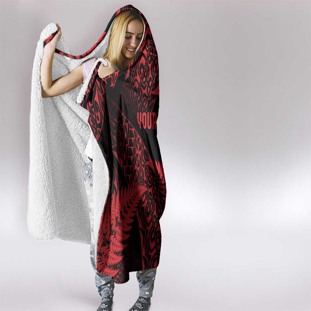 New Zealand Rugby Pacific Personalised Hooded Blanket All Red Maori Pasifika Fern Pattern