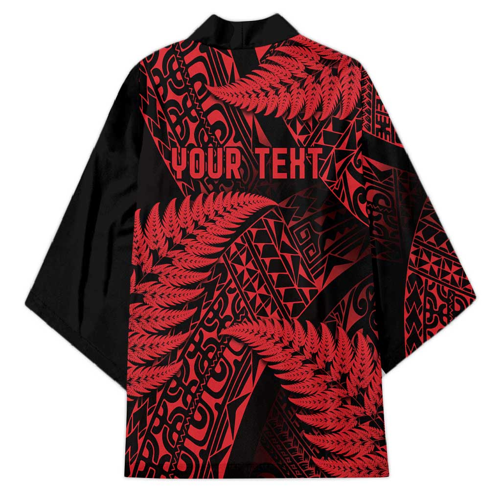 New Zealand Rugby Pacific Personalised Kimono All Red Maori Pasifika Fern Pattern - Aussie Hoodie