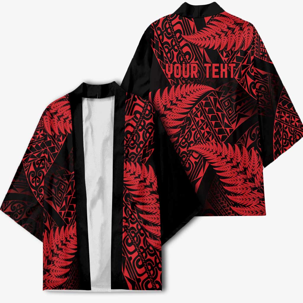 New Zealand Rugby Pacific Personalised Kimono All Red Maori Pasifika Fern Pattern - Aussie Hoodie