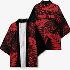 New Zealand Rugby Pacific Personalised Kimono All Red Maori Pasifika Fern Pattern - Aussie Hoodie