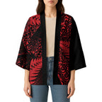 New Zealand Rugby Pacific Personalised Kimono All Red Maori Pasifika Fern Pattern - Aussie Hoodie