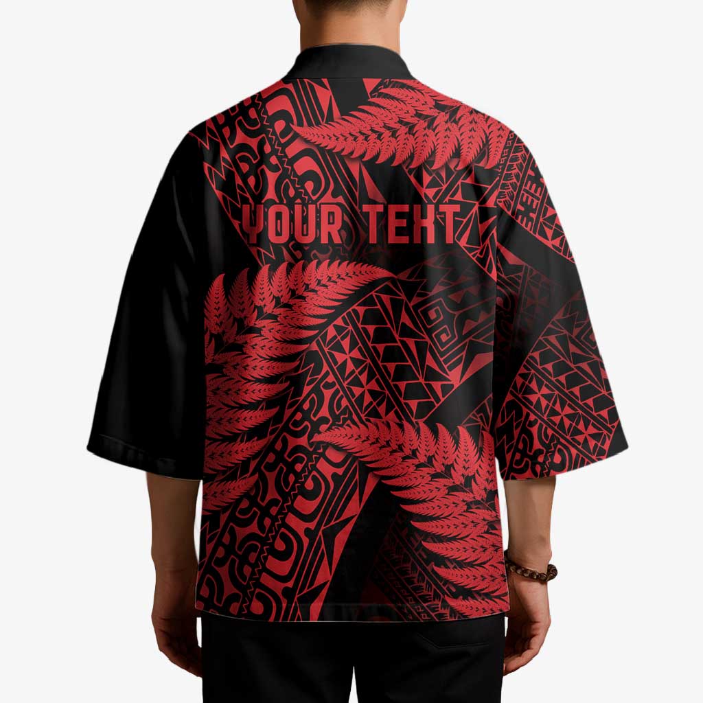New Zealand Rugby Pacific Personalised Kimono All Red Maori Pasifika Fern Pattern - Aussie Hoodie