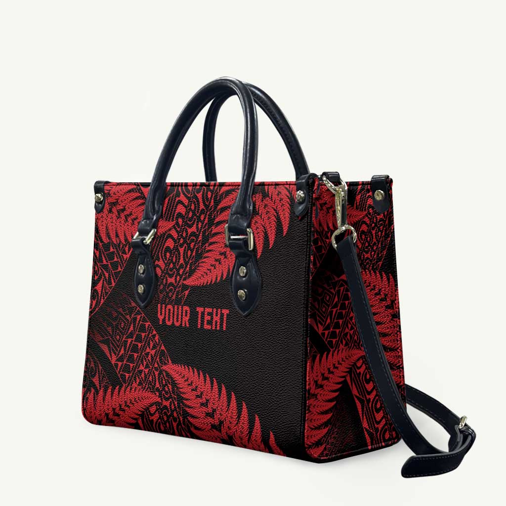 New Zealand Rugby Pacific Personalised Leather Bag All Red Maori Pasifika Fern Pattern - Aussie Hoodie
