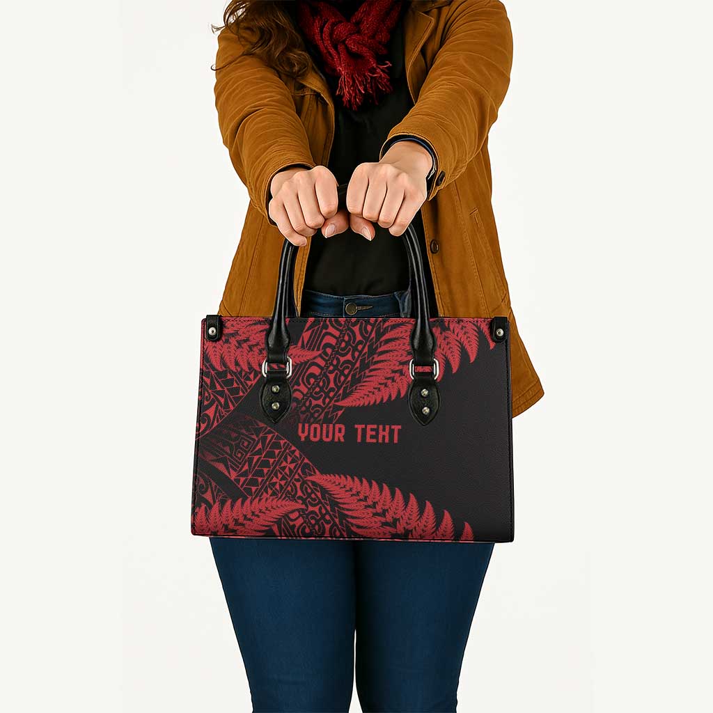 New Zealand Rugby Pacific Personalised Leather Bag All Red Maori Pasifika Fern Pattern - Aussie Hoodie