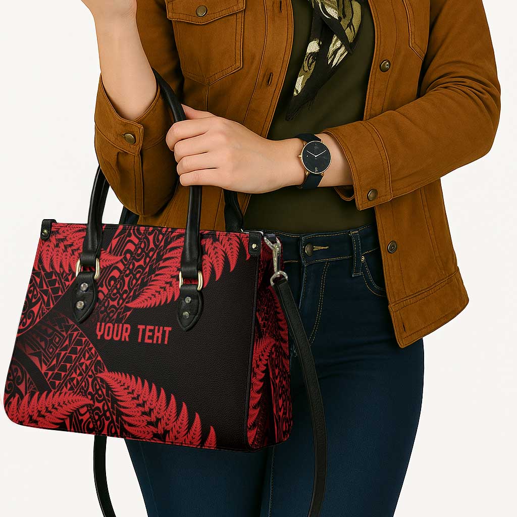 New Zealand Rugby Pacific Personalised Leather Bag All Red Maori Pasifika Fern Pattern - Aussie Hoodie
