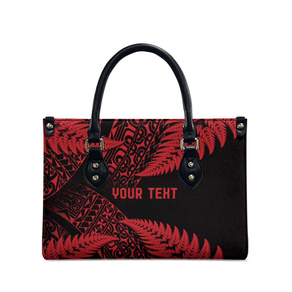 New Zealand Rugby Pacific Personalised Leather Bag All Red Maori Pasifika Fern Pattern - Aussie Hoodie