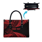 New Zealand Rugby Pacific Personalised Leather Bag All Red Maori Pasifika Fern Pattern - Aussie Hoodie