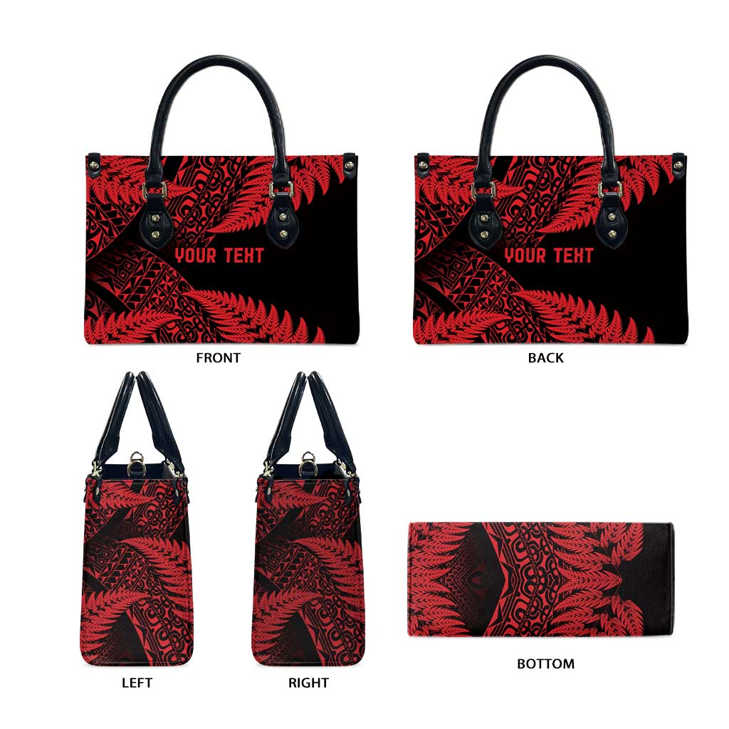 New Zealand Rugby Pacific Personalised Leather Bag All Red Maori Pasifika Fern Pattern - Aussie Hoodie