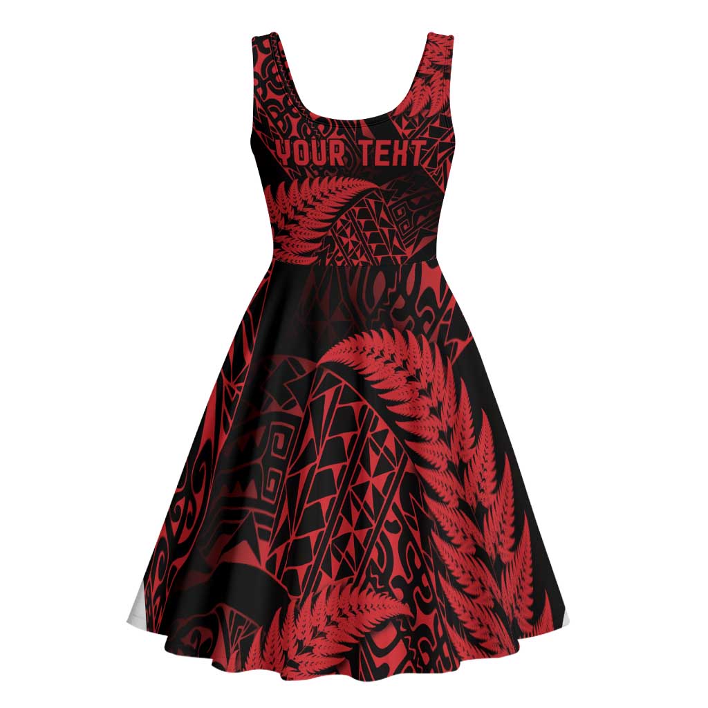 New Zealand Rugby Pacific Personalised Midi Dress All Red Maori Pasifika Fern Pattern - Aussie Hoodie