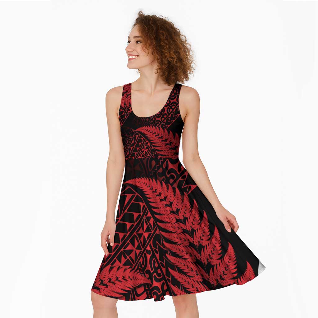 New Zealand Rugby Pacific Personalised Midi Dress All Red Maori Pasifika Fern Pattern - Aussie Hoodie