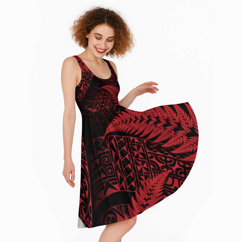 New Zealand Rugby Pacific Personalised Midi Dress All Red Maori Pasifika Fern Pattern - Aussie Hoodie
