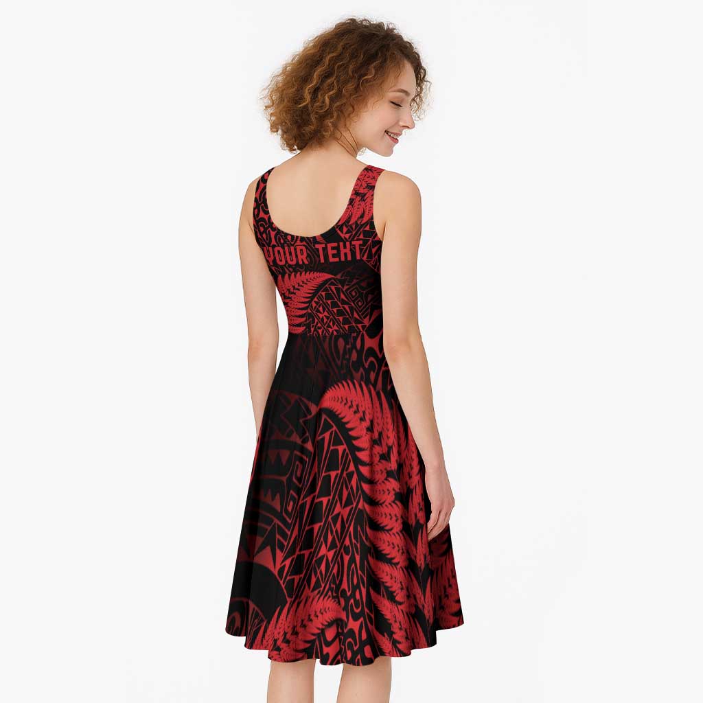 New Zealand Rugby Pacific Personalised Midi Dress All Red Maori Pasifika Fern Pattern - Aussie Hoodie