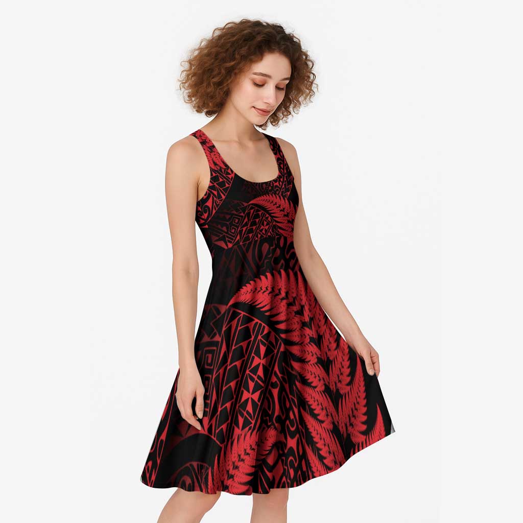 New Zealand Rugby Pacific Personalised Midi Dress All Red Maori Pasifika Fern Pattern - Aussie Hoodie