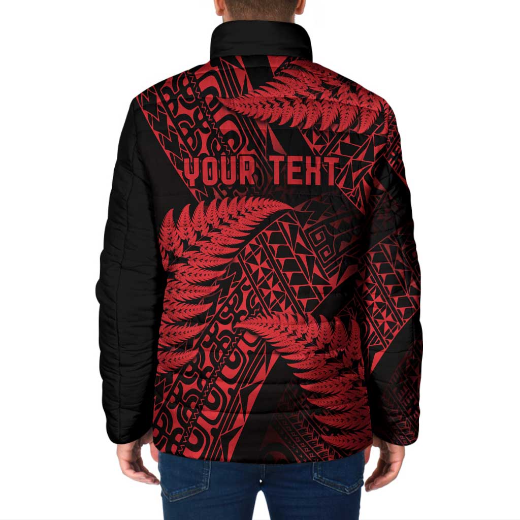 New Zealand Rugby Pacific Personalised Padded Jacket All Red Maori Pasifika Fern Pattern - Aussie Hoodie