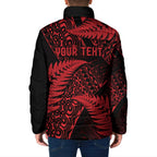 New Zealand Rugby Pacific Personalised Padded Jacket All Red Maori Pasifika Fern Pattern - Aussie Hoodie