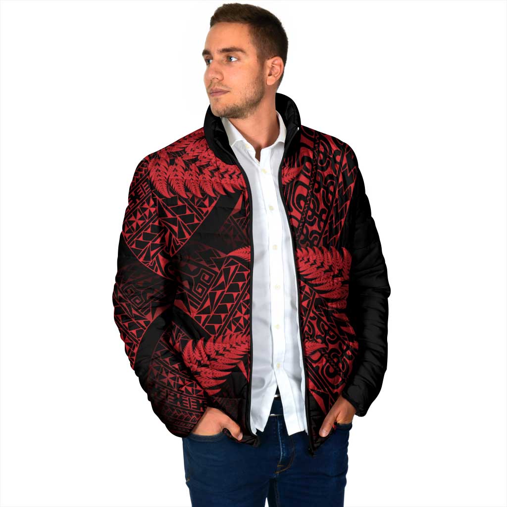 New Zealand Rugby Pacific Personalised Padded Jacket All Red Maori Pasifika Fern Pattern - Aussie Hoodie