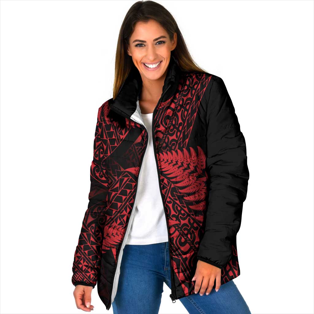 New Zealand Rugby Pacific Personalised Padded Jacket All Red Maori Pasifika Fern Pattern - Aussie Hoodie