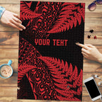 New Zealand Rugby Pacific Personalised Puzzle All Red Maori Pasifika Fern Pattern - Aussie Hoodie