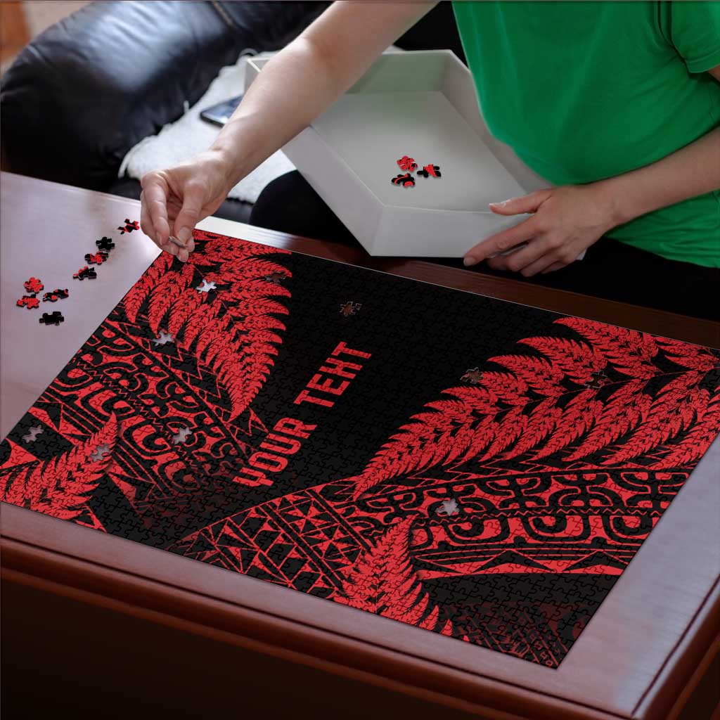 New Zealand Rugby Pacific Personalised Puzzle All Red Maori Pasifika Fern Pattern - Aussie Hoodie