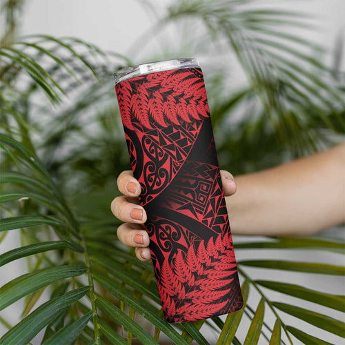 New Zealand Rugby Pacific Personalised Skinny Tumbler All Red Maori Pasifika Fern Pattern