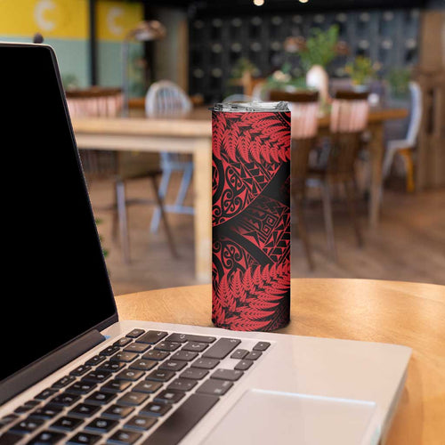 New Zealand Rugby Pacific Personalised Skinny Tumbler All Red Maori Pasifika Fern Pattern
