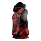 New Zealand Rugby Pacific Personalised Sleeveless Hoodie All Red Maori Pasifika Fern Pattern - Aussie Hoodie
