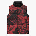 New Zealand Rugby Pacific Personalised Sleeveless Puffer Jacket All Red Maori Pasifika Fern Pattern - Aussie Hoodie