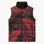 New Zealand Rugby Pacific Personalised Sleeveless Puffer Jacket All Red Maori Pasifika Fern Pattern - Aussie Hoodie