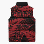 New Zealand Rugby Pacific Personalised Sleeveless Puffer Jacket All Red Maori Pasifika Fern Pattern - Aussie Hoodie