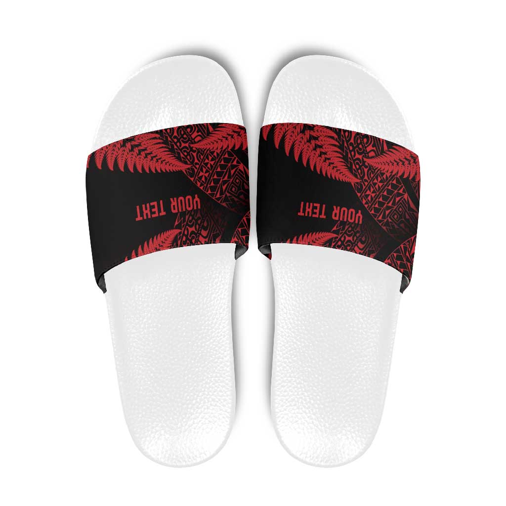 New Zealand Rugby Pacific Personalised Slide Sandals All Red Maori Pasifika Fern Pattern - Aussie Hoodie