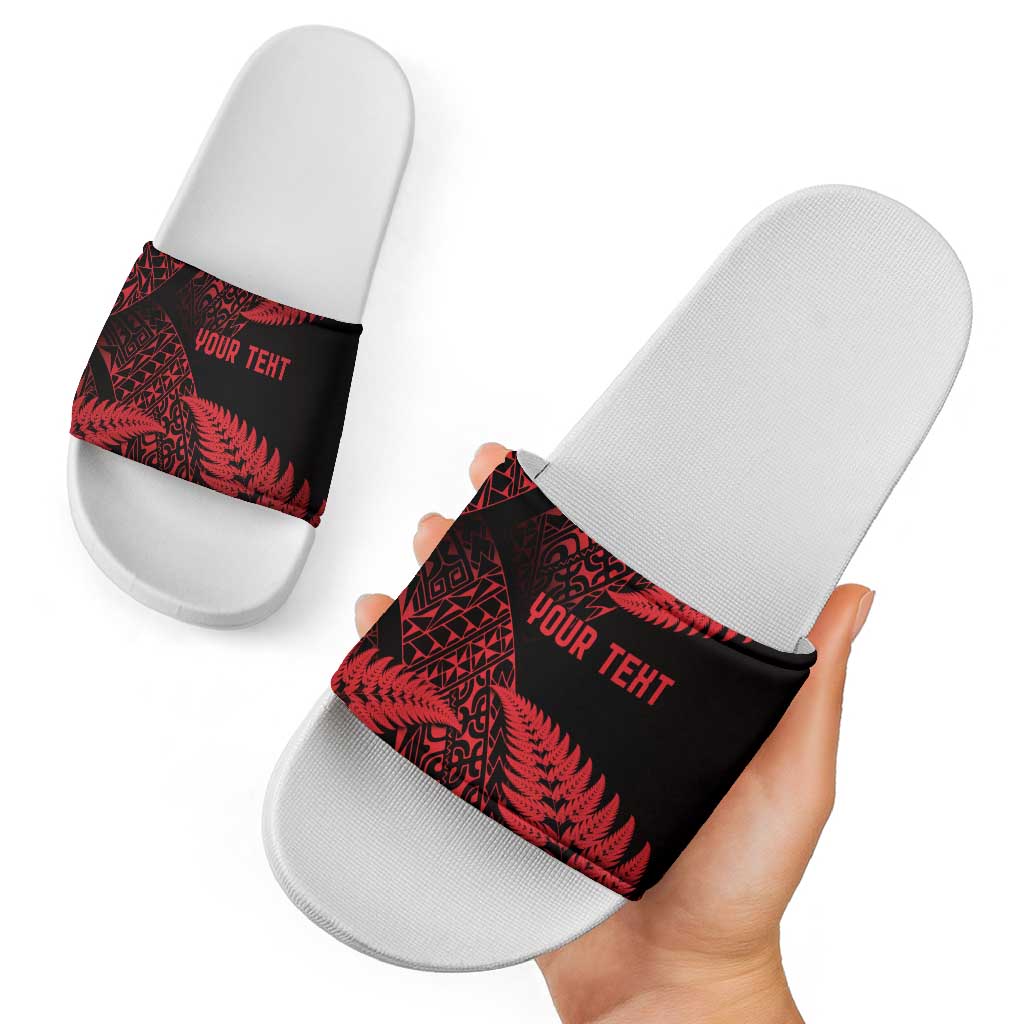 New Zealand Rugby Pacific Personalised Slide Sandals All Red Maori Pasifika Fern Pattern - Aussie Hoodie