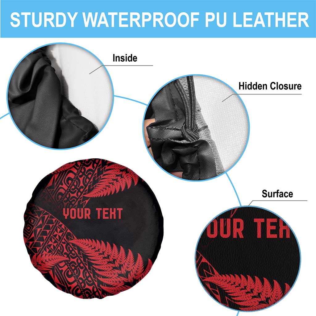 New Zealand Rugby Pacific Personalised Spare Tire Cover All Red Maori Pasifika Fern Pattern