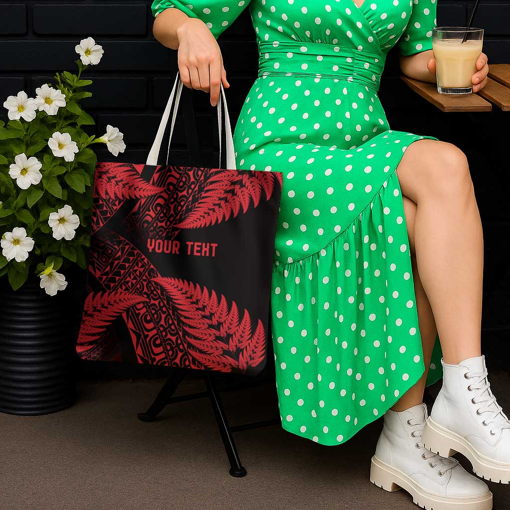 New Zealand Rugby Pacific Personalised Tote Bag All Red Maori Pasifika Fern Pattern - Aussie Hoodie