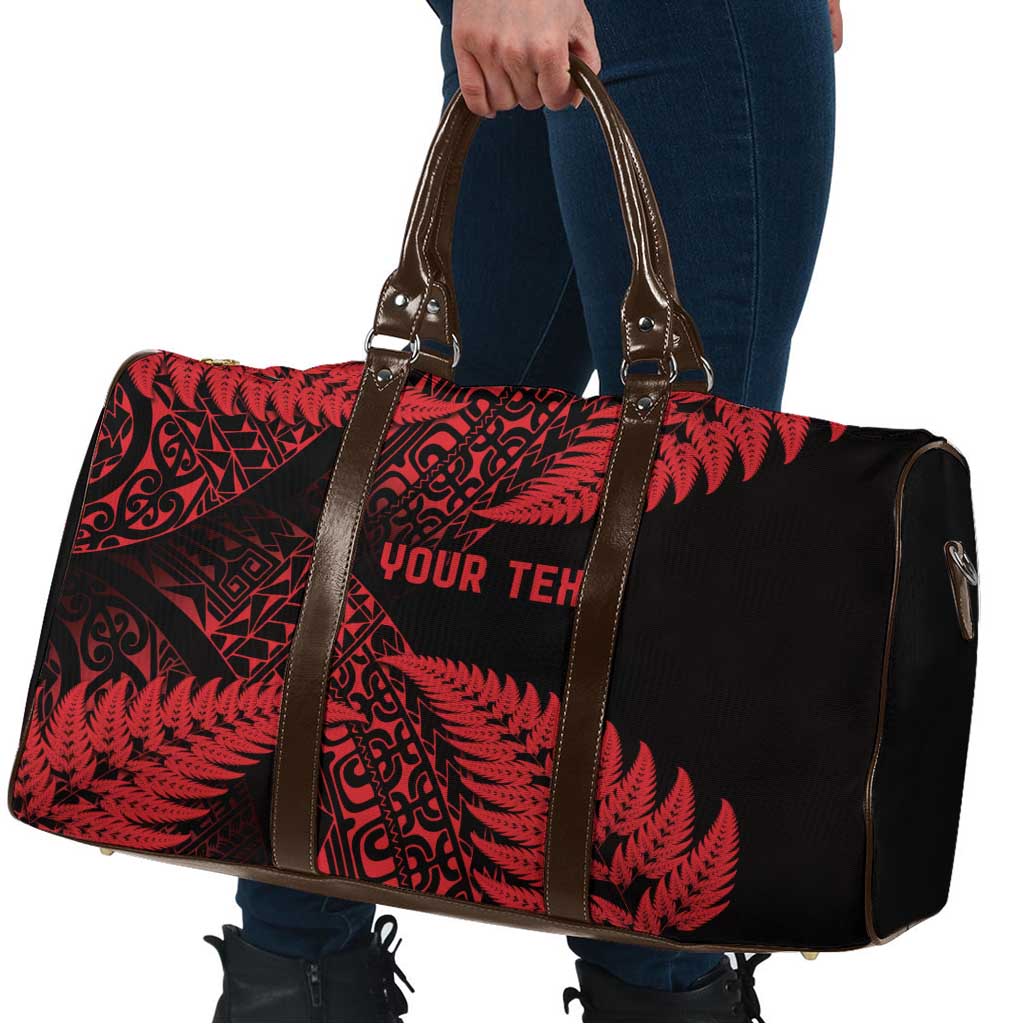 New Zealand Rugby Pacific Personalised Travel Bag All Red Maori Pasifika Fern Pattern - Aussie Hoodie