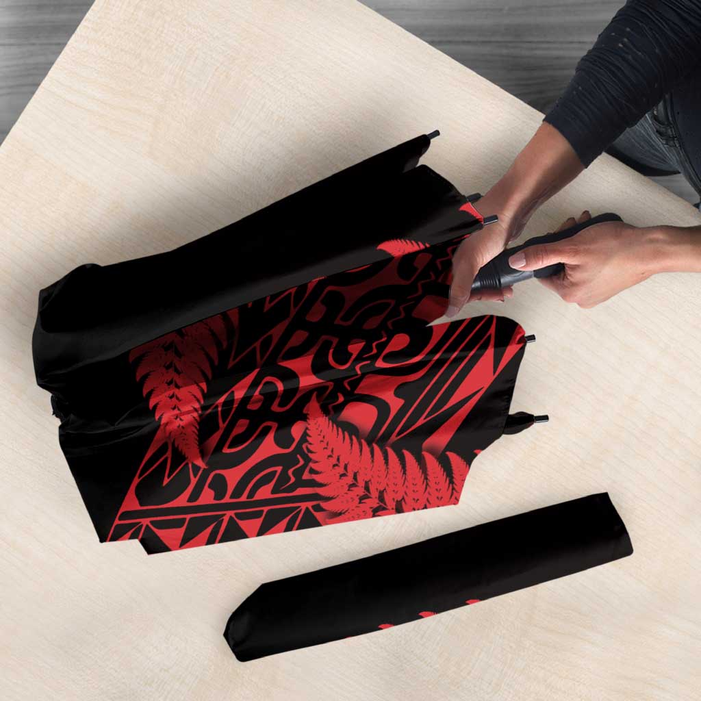 New Zealand Rugby Pacific Personalised Umbrella All Red Maori Pasifika Fern Pattern - Aussie Hoodie