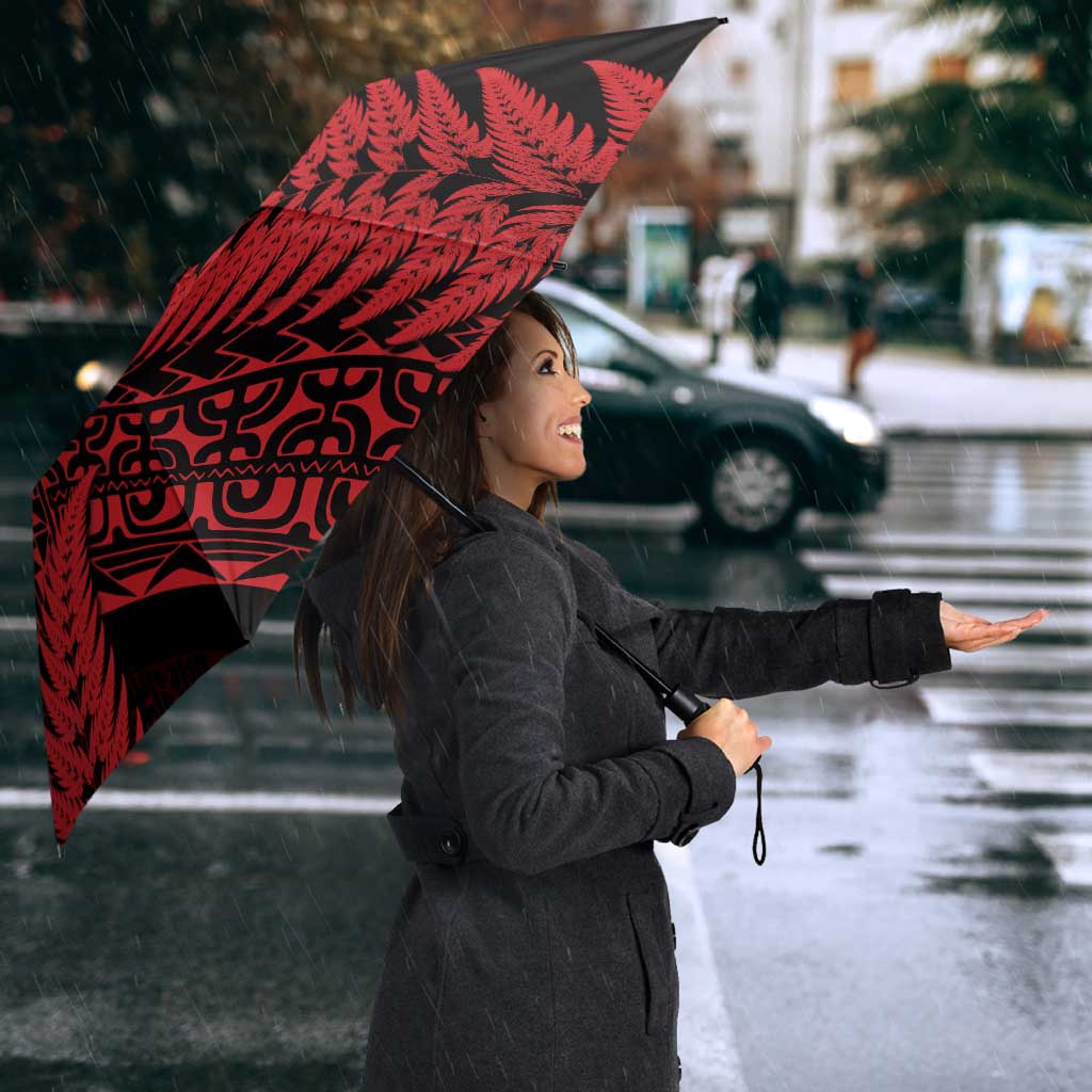 New Zealand Rugby Pacific Personalised Umbrella All Red Maori Pasifika Fern Pattern - Aussie Hoodie