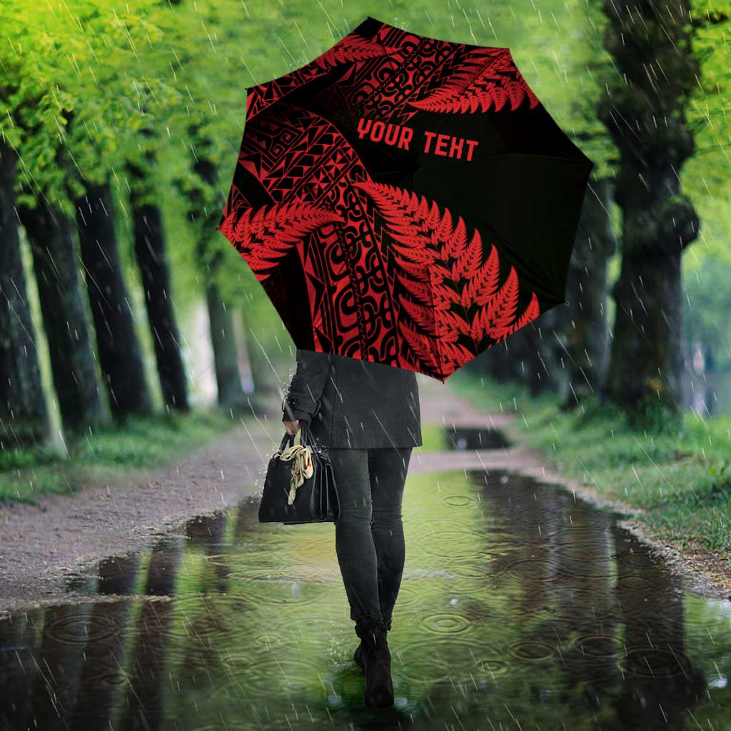 New Zealand Rugby Pacific Personalised Umbrella All Red Maori Pasifika Fern Pattern - Aussie Hoodie