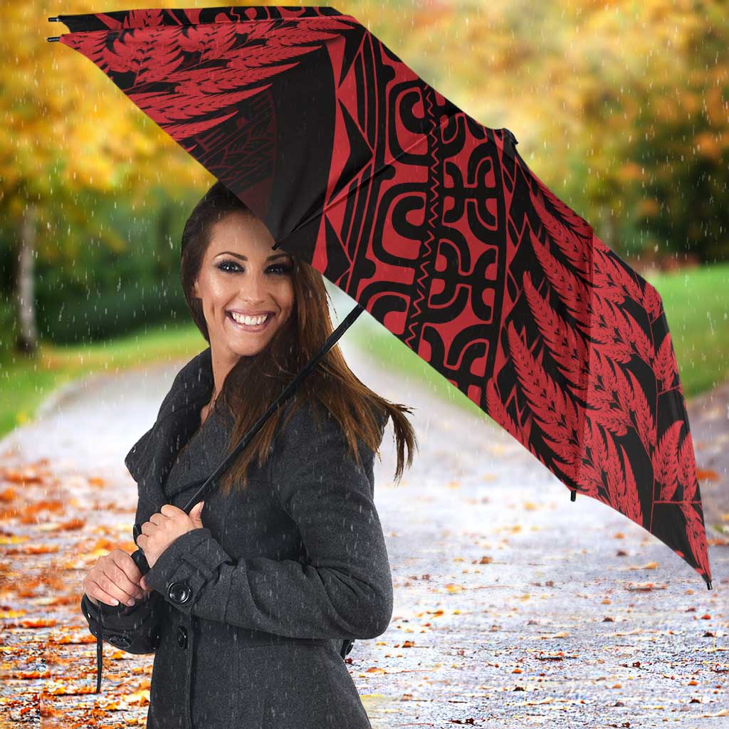 New Zealand Rugby Pacific Personalised Umbrella All Red Maori Pasifika Fern Pattern - Aussie Hoodie