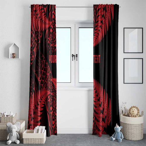New Zealand Rugby Pacific Personalised Window Curtain All Red Maori Pasifika Fern Pattern