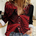 New Zealand Rugby Pacific Personalised Women Casual Shirt All Red Maori Pasifika Fern Pattern