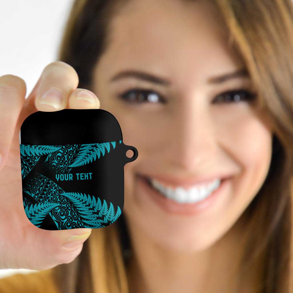 New Zealand Rugby Pacific Personalised AirPods Case All Turquoise Maori Pasifika Fern Pattern - Aussie Hoodie