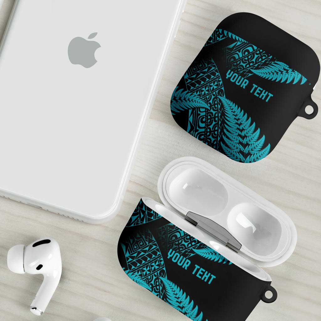 New Zealand Rugby Pacific Personalised AirPods Case All Turquoise Maori Pasifika Fern Pattern - Aussie Hoodie