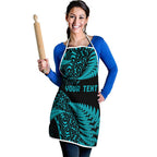 New Zealand Rugby Pacific Personalised Apron All Turquoise Maori Pasifika Fern Pattern - Aussie Hoodie