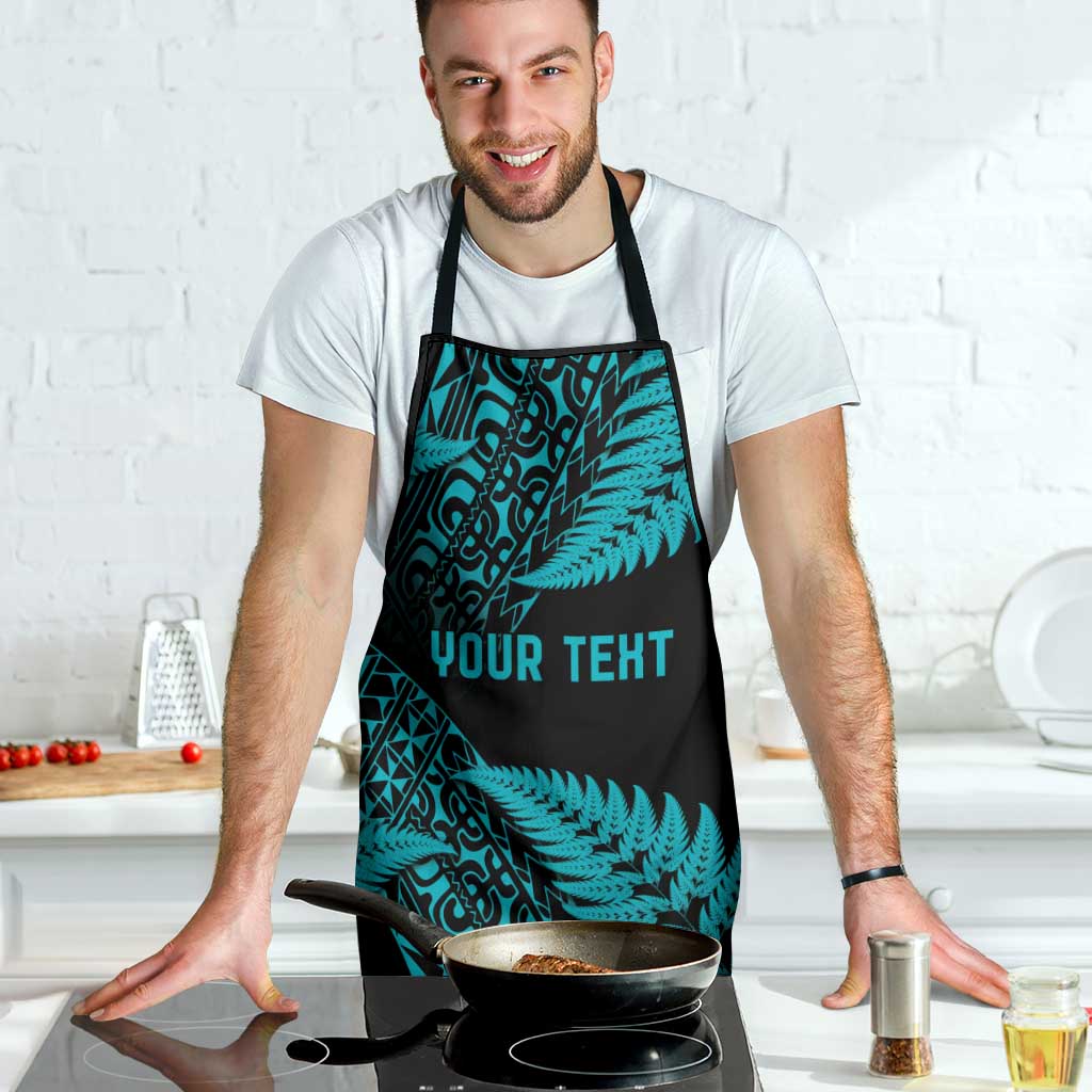 New Zealand Rugby Pacific Personalised Apron All Turquoise Maori Pasifika Fern Pattern - Aussie Hoodie