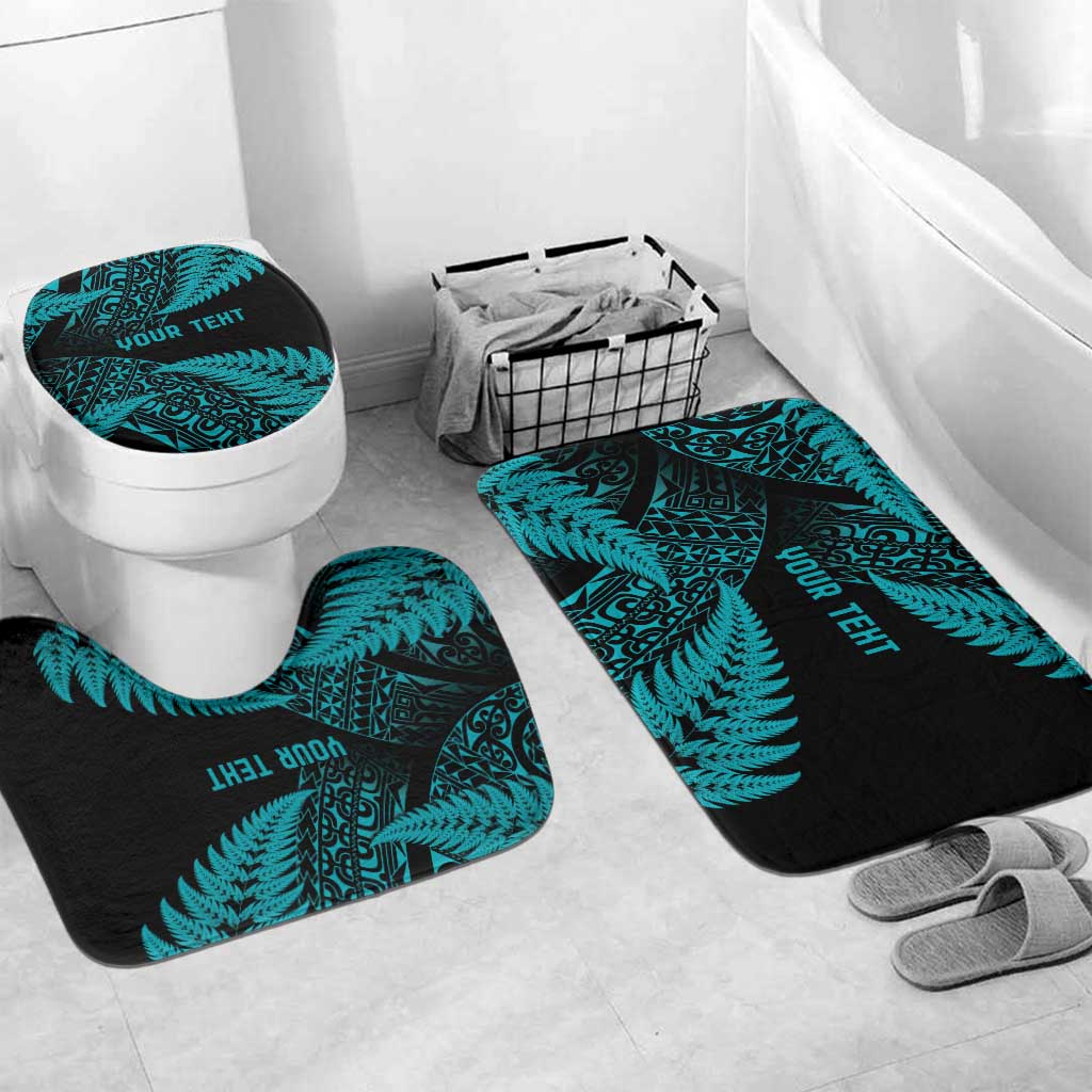 New Zealand Rugby Pacific Personalised Bathroom Set All Turquoise Maori Pasifika Fern Pattern - Aussie Hoodie