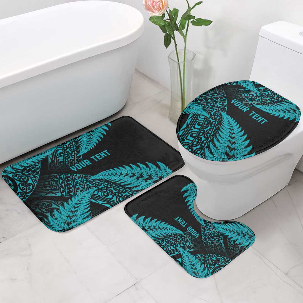 New Zealand Rugby Pacific Personalised Bathroom Set All Turquoise Maori Pasifika Fern Pattern - Aussie Hoodie