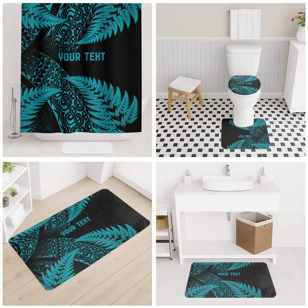 New Zealand Rugby Pacific Personalised Bathroom Set All Turquoise Maori Pasifika Fern Pattern - Aussie Hoodie