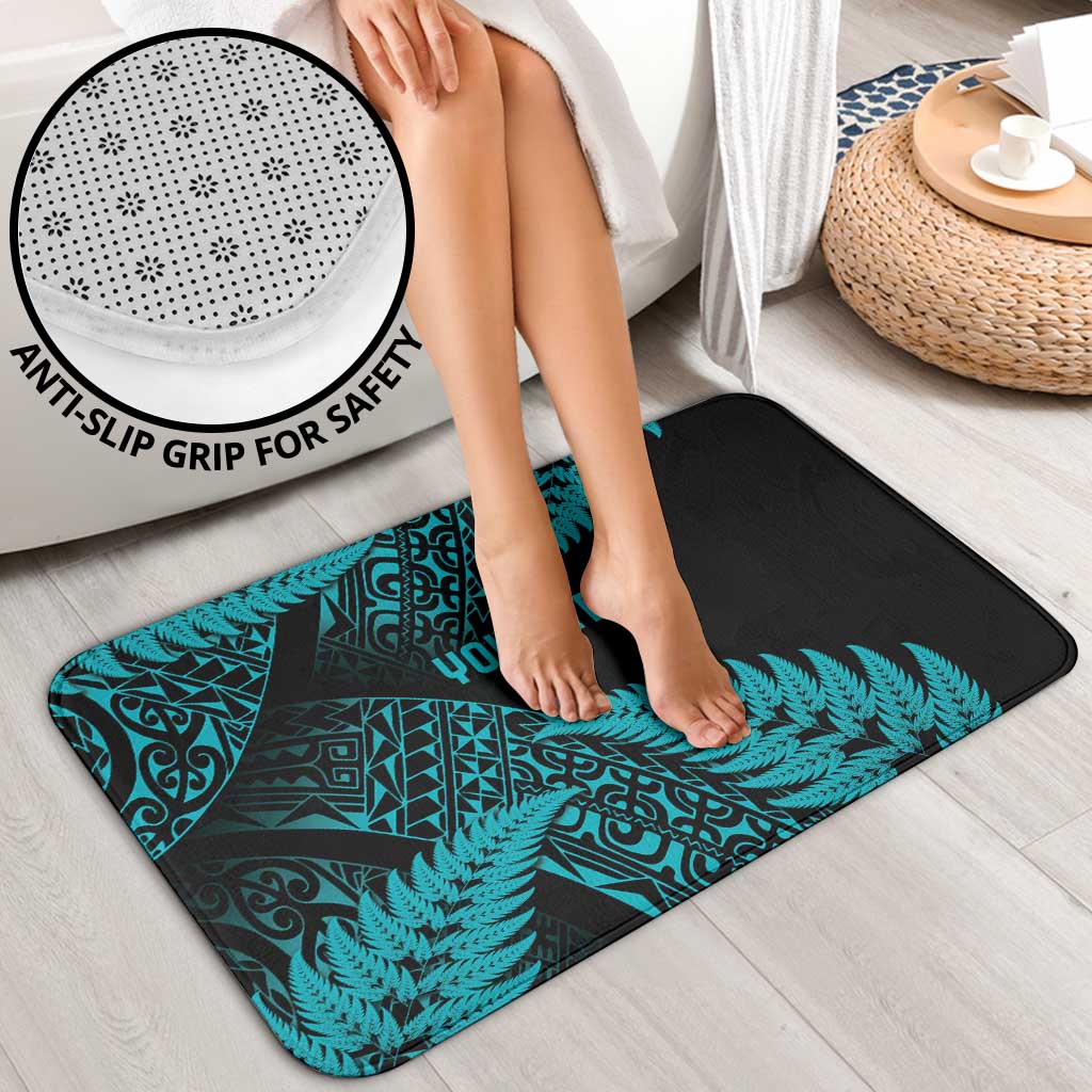 New Zealand Rugby Pacific Personalised Bathroom Set All Turquoise Maori Pasifika Fern Pattern - Aussie Hoodie