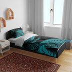 New Zealand Rugby Pacific Personalised Bedding Set All Turquoise Maori Pasifika Fern Pattern